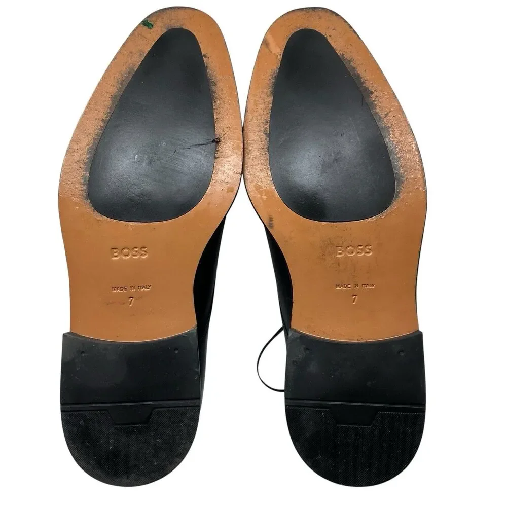 Boss Dress Shoes Mens 7 Black Leather Lace Up‎ Formal Office NYE Party Evening